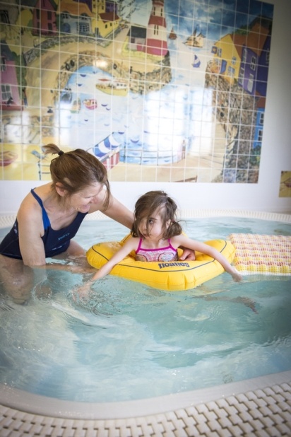 Enjoying the hydrotherapy pool at Little Bridge House