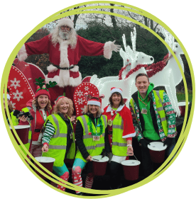 Fundraisers and volunteers at the Santa Sleigh event