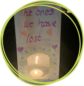 Candle bags were decorated in memory of loved ones