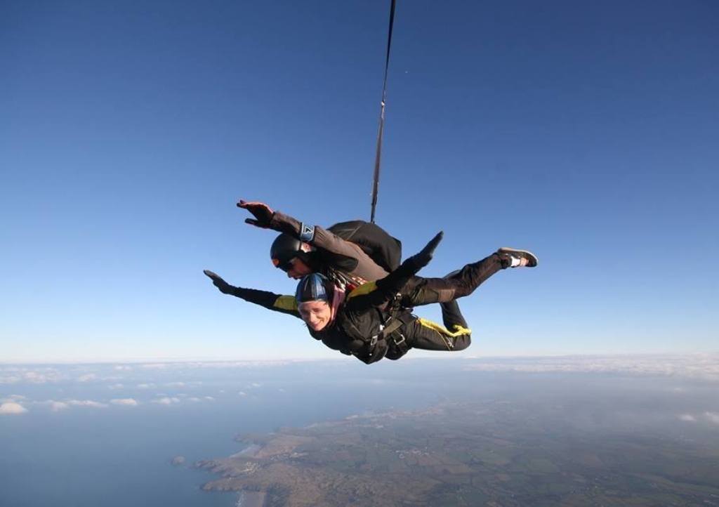 skydiver at Perranporth