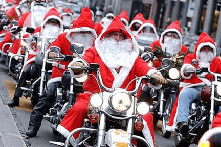 Santas On A Bike