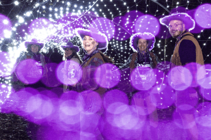 Participants of Moonlight Memory Walk Cornwall 2025 in the Heligan lights