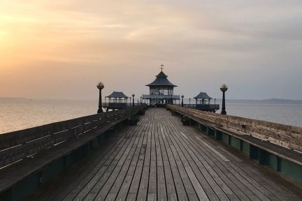 Clevedon Pier at dusk 2024