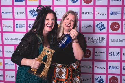Amanda and Kayley from CHSW pictured with the award