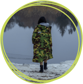 Woman wearing a Dryrobe