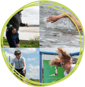 four images of people doing physical challenges