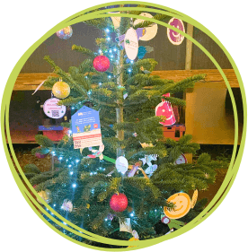 Christmas tree decorated by Adeline