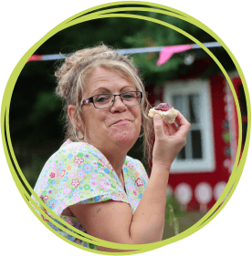 Nurse eating a scone