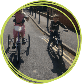 Two children on bikes