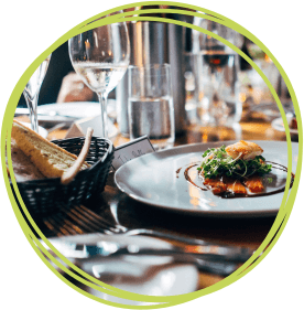 Dinner table set with wine glasses Dinner table set with wine glasses