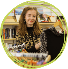 Exeter University student Niamh O'Riordan-Mitchell volunteers in the Children’s Hospice South West charity shop in Sidwell Street, Exeter. Picture: Tim Lamerton Photography 