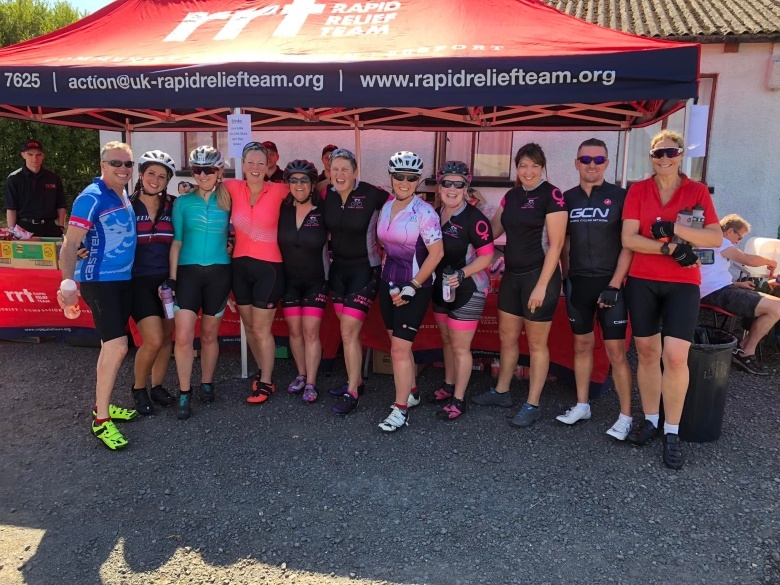 Birds on Bikes team at water stop