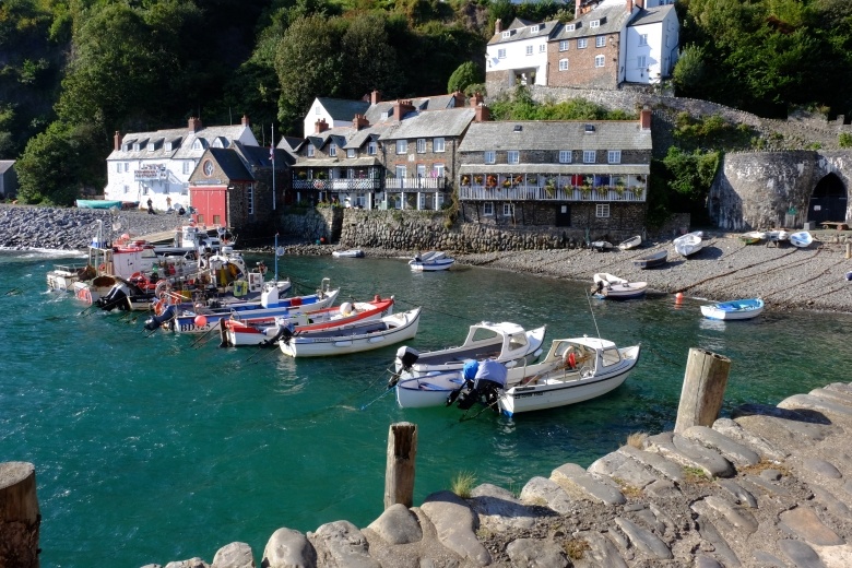 Clovelly harbour at high tide