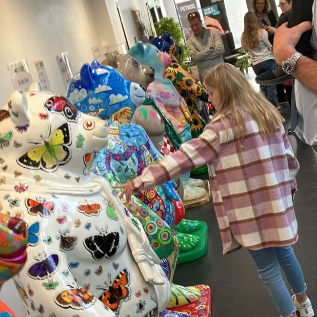 Browsing the bears at the Petroc exhibition. Pic: CHSW