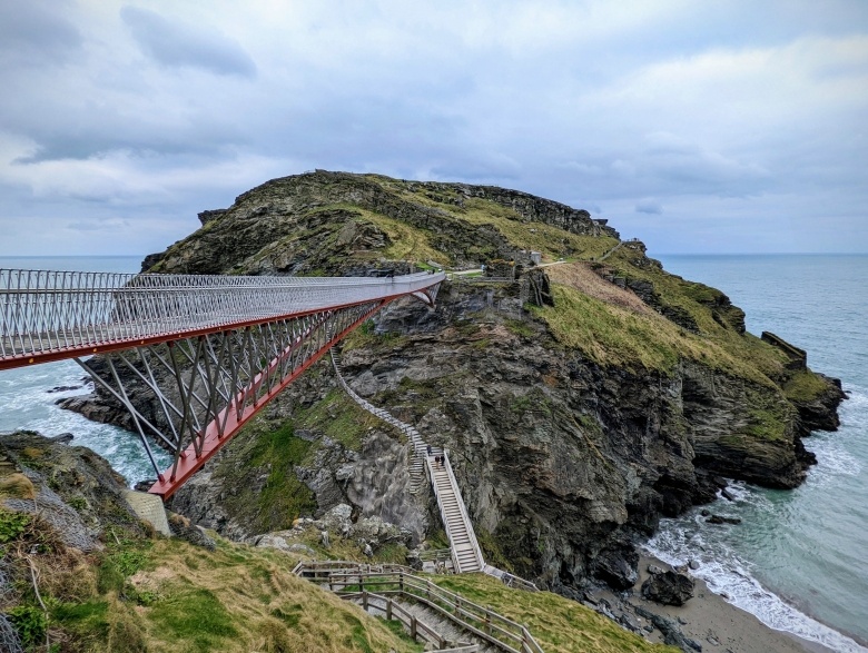 The footbridge over the sea to Tintagel Castle