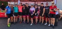 Birds on Bikes team at water stop thumbnail