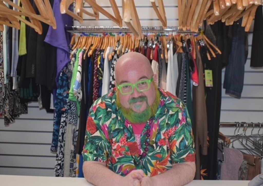 Zander at the Glastonbury CHSW charity shop