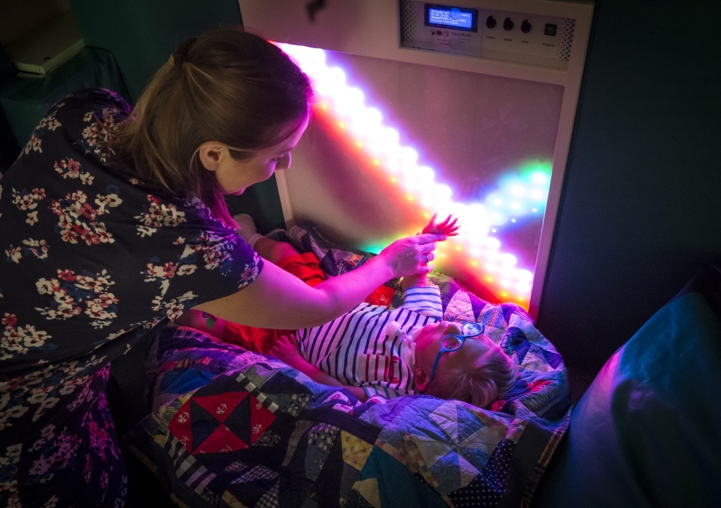 Boy in sensory room