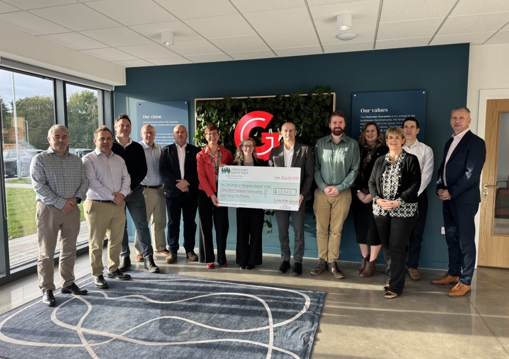 Goonvean Group Directors and CHSW representative with cheque for more than £43,000 A cheque for more than £43,000 for CHSW is presented