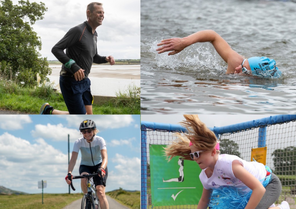 four images of people doing physical challenges