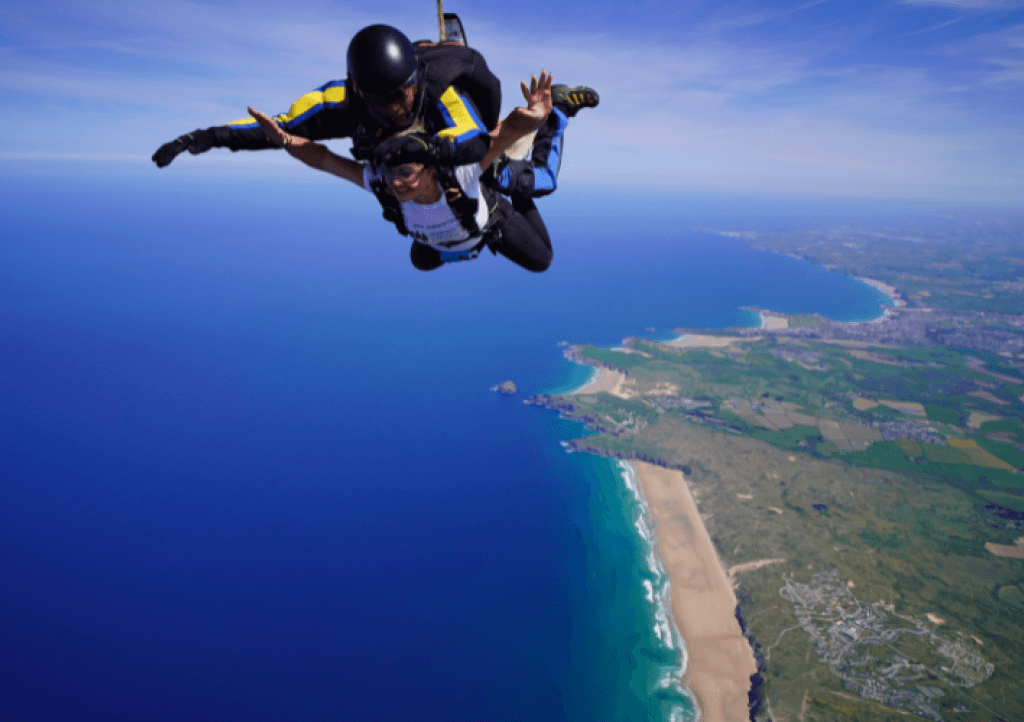 Skydiving over Perranporth