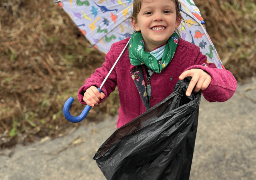 Maisie litter picking