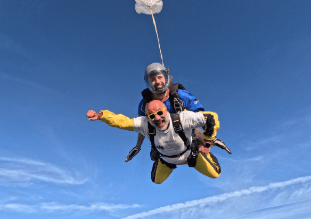 Gubs Hayer skydiving for CHSW