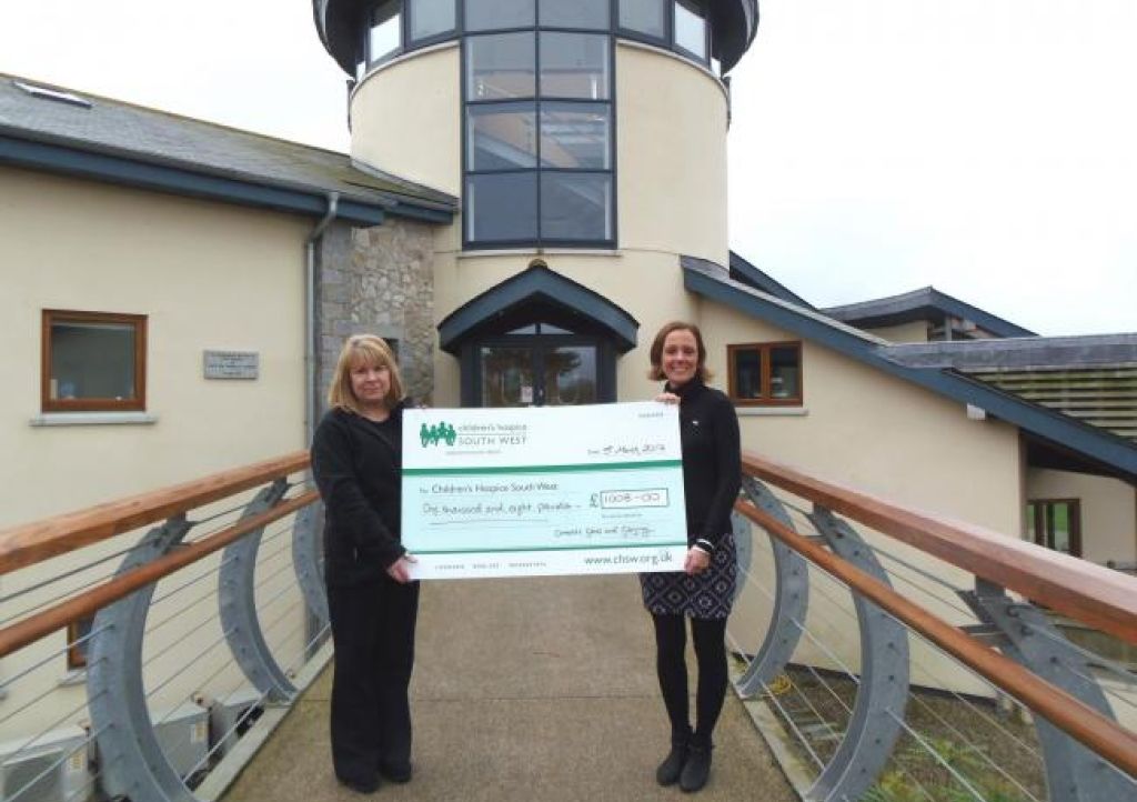 Cornwall Glass hand over cheque to Childrens Hospice South West