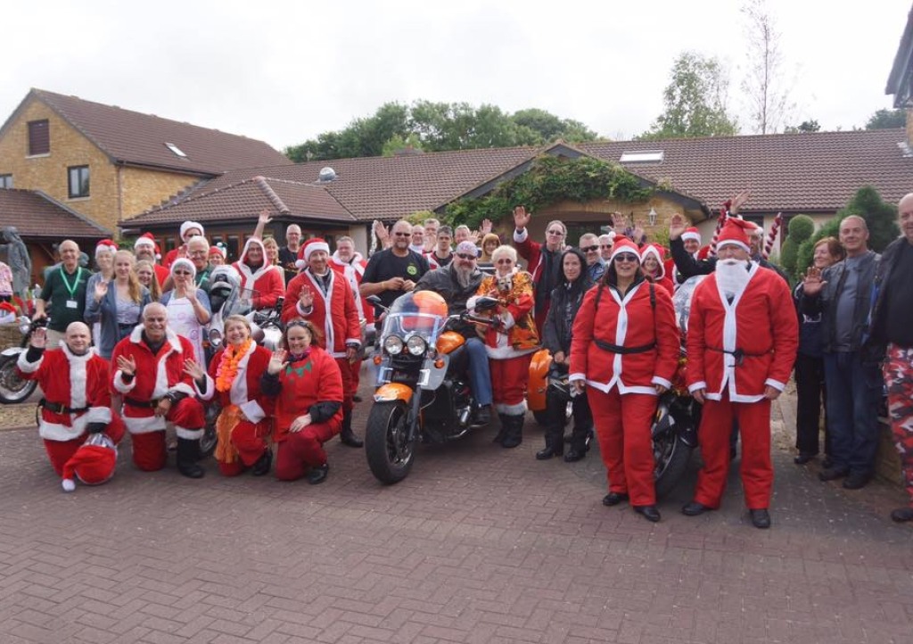 Santas on Bikes at Little Bridge House