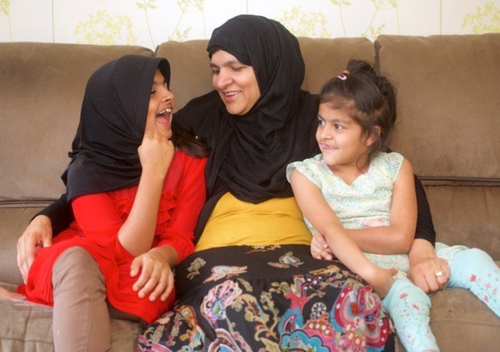 Abida Ahmed pictured with her daughters