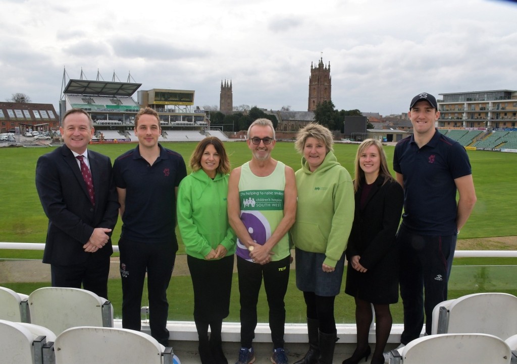 Andy Nash with Somerset CCC CEO Andrew Cornish at the Cooper Associates County Ground in Taunton.