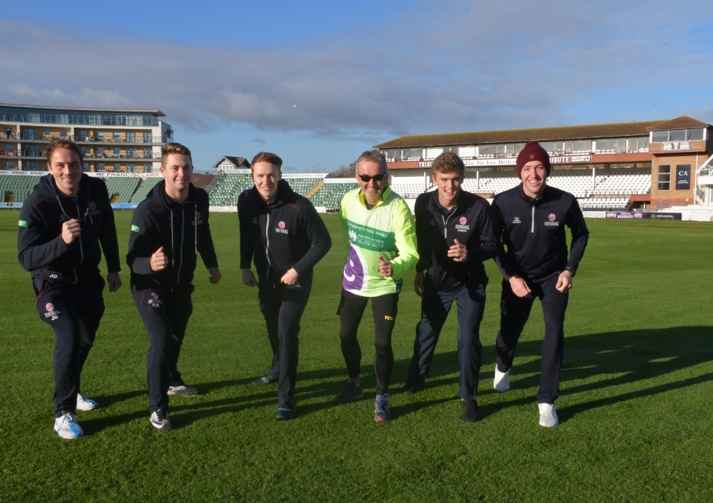 Former Somerset County Cricket Club chairman training with players