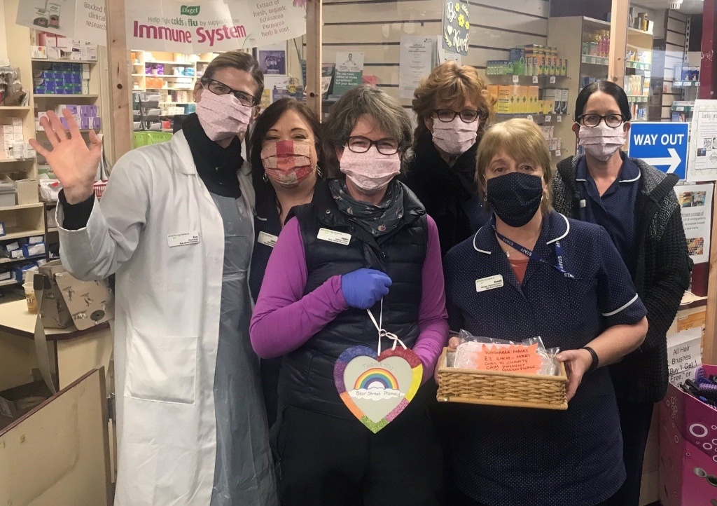 Brenda Loder and her colleagues at the Bear Street Pharmacy have been selling facemasks