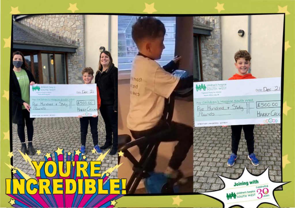 Harry raised £560 for CHSW cycling a mile everyday in November