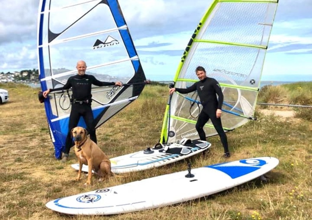 Joe Mitchell, pictured with friend Nathan Long, is preparing to windsurf to Lundy