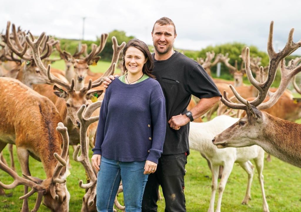 Matt and Pippa Smith with the deer