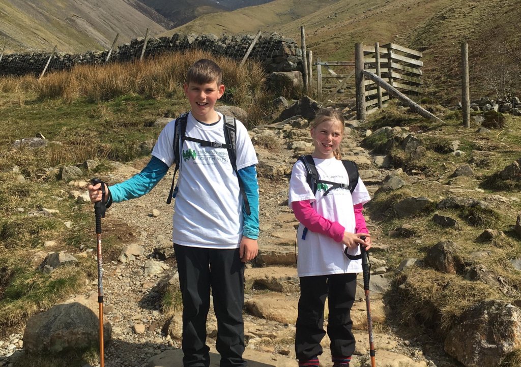 Bodie and Gracie Blake from Ideford, near Kingsteignton have climbed Scafell Pike in the Lake District in aid of Children’s Hospice South West
