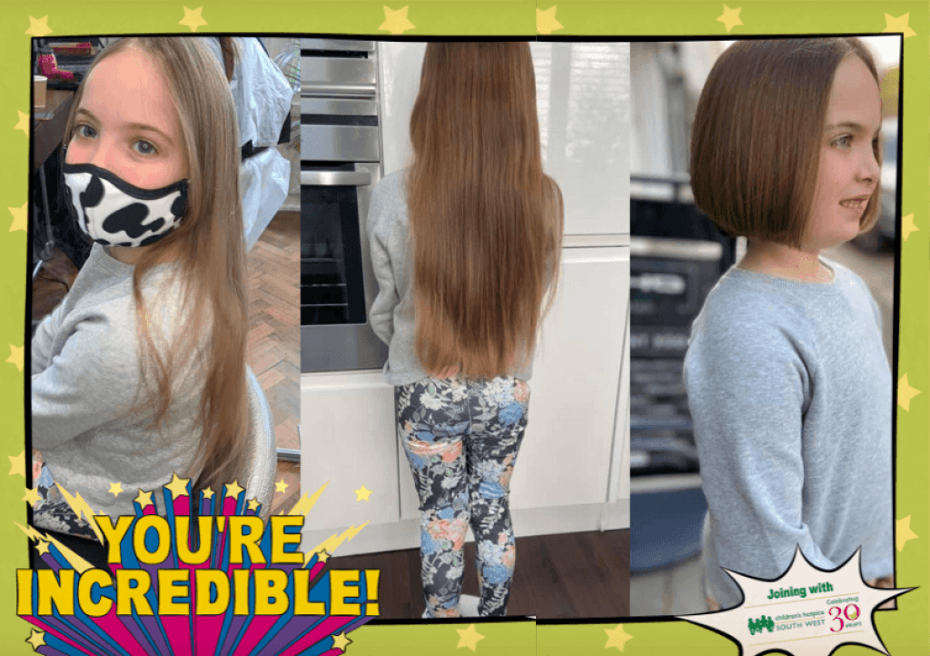 Sophie Cocking from Plympton has had her hair cut for charity