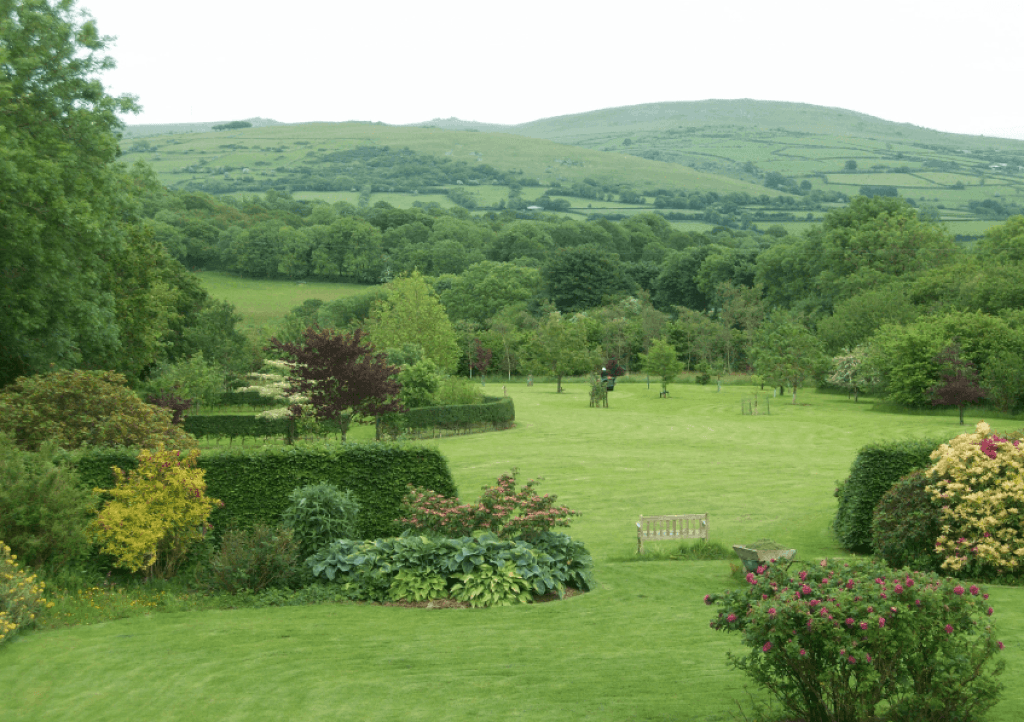 Warren lodge gardens have beautiful views of Dartmoor