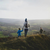 woman and children hiking