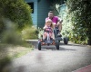 girl and dad on go-kart