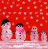 finger paint snow people on red card