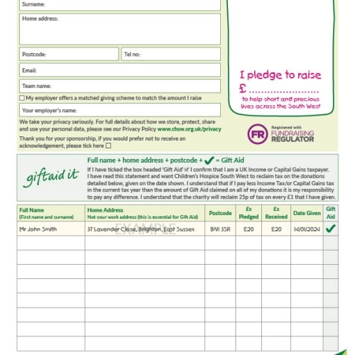 Sponsor Form CHSW