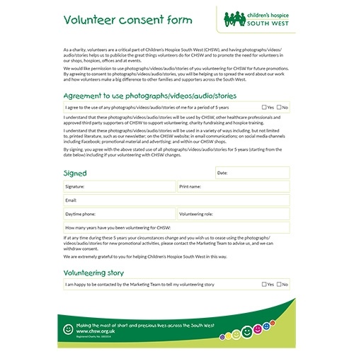 Volunteer consent form