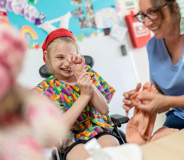 Girl in fancy dress with nurse