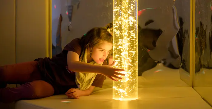Girl in sensory roomat Little Harbour