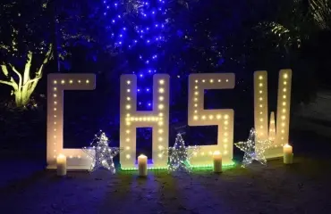 Light up CHSW sign with candles