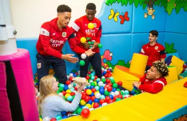 Bristol City players in the ball pit at Charlton Farm